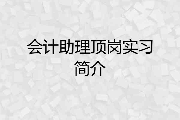 会计助理顶岗实习简介