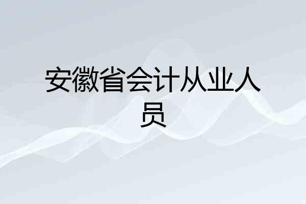 安徽省会计从业人员