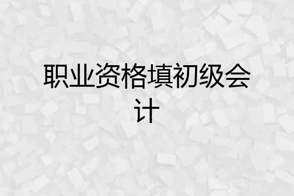 职业资格填初级会计