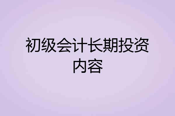 初级会计长期投资内容