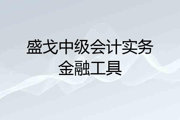盛戈中级会计实务金融工具