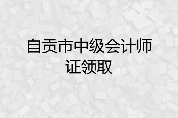 自贡市中级会计师证领取