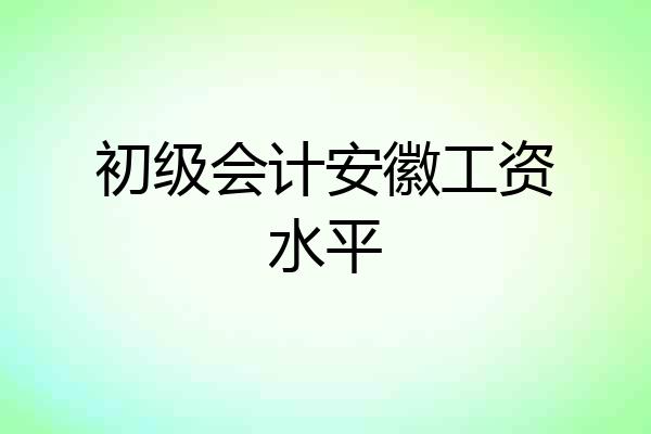 初级会计安徽工资水平