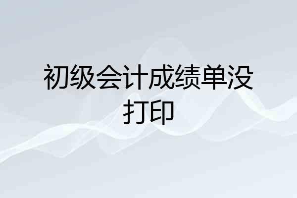 初级会计成绩单没打印
