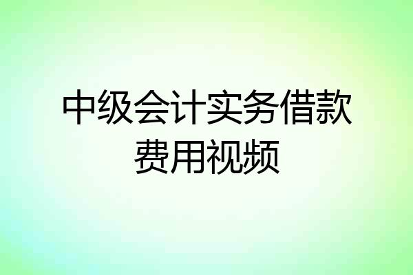 中级会计实务借款费用视频