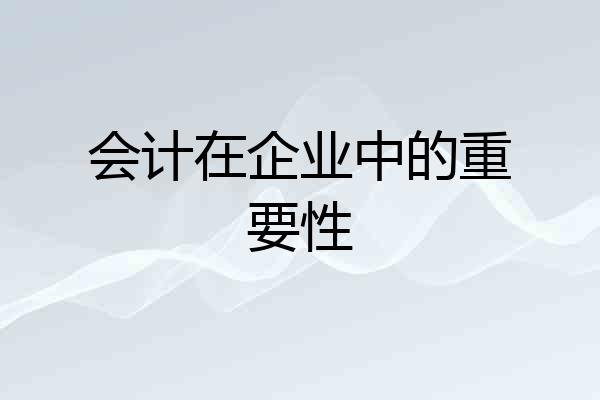 会计在企业中的重要性