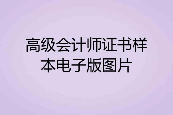 高级会计师证书样本电子版图片