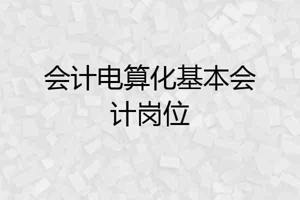 会计电算化基本会计岗位