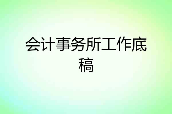 会计事务所工作底稿