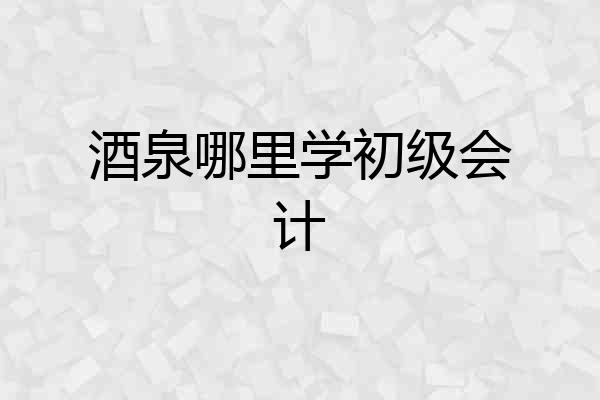 酒泉哪里学初级会计