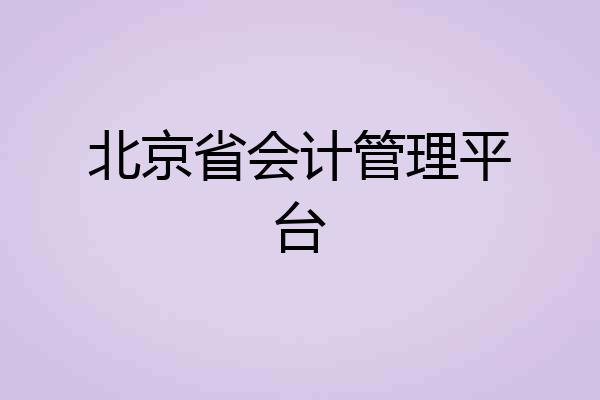北京省会计管理平台