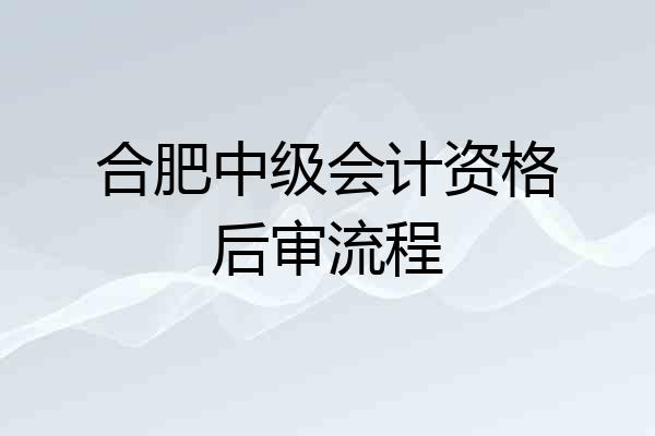 合肥中级会计资格后审流程