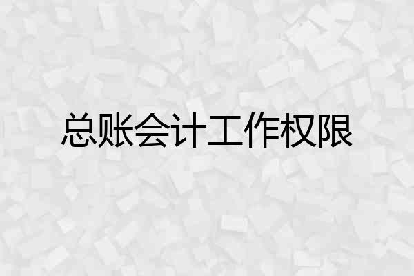 总账会计工作权限
