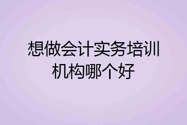 想做会计实务培训机构哪个好
