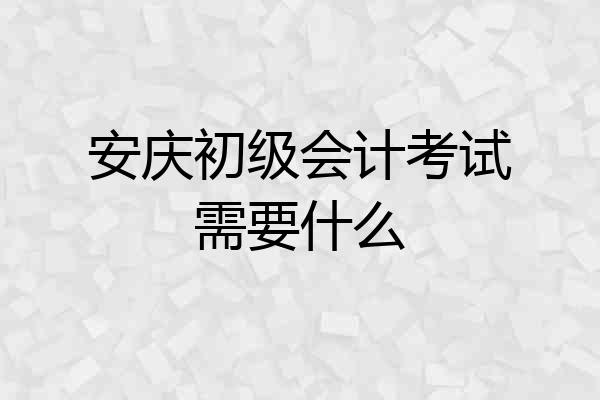 安庆初级会计考试需要什么