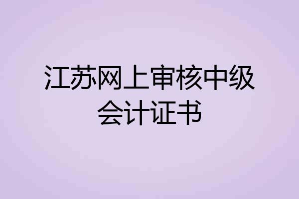 江苏网上审核中级会计证书