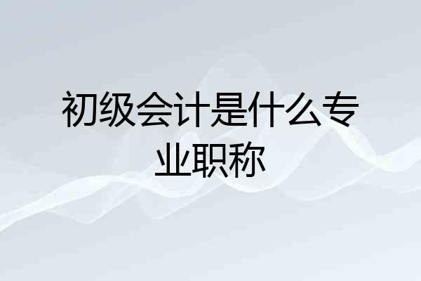 初级会计是什么专业职称
