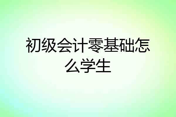 初级会计零基础怎么学生