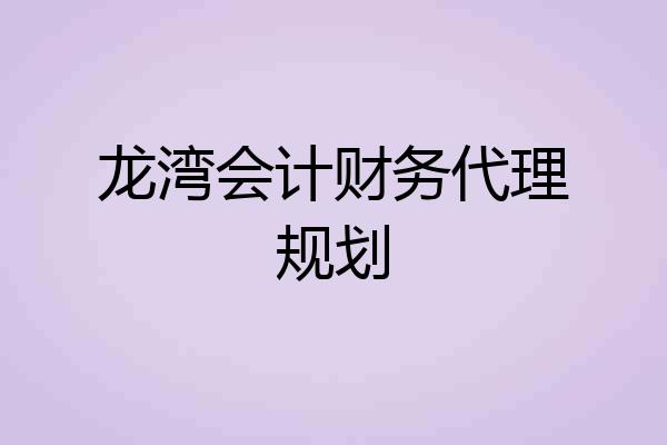 龙湾会计财务代理规划