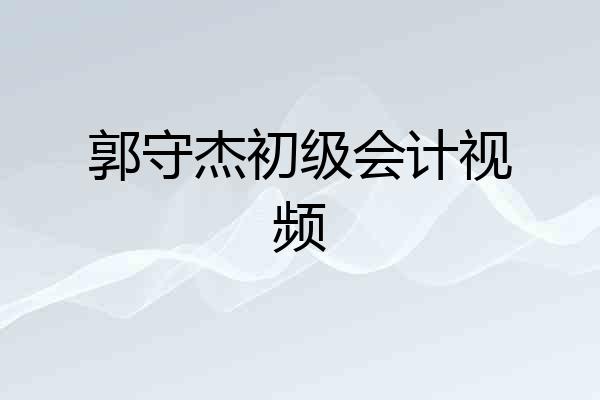 郭守杰初级会计视频