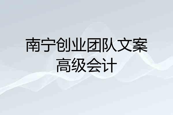 南宁创业团队文案高级会计
