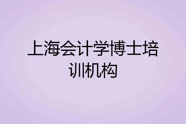 上海会计学博士培训机构