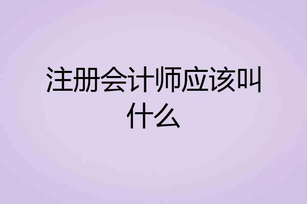 注册会计师应该叫什么