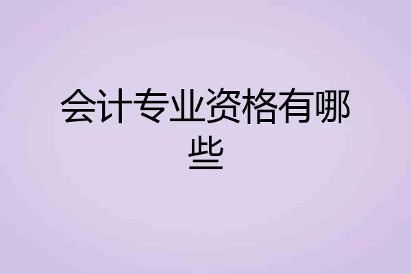 会计专业资格有哪些