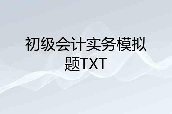 初级会计实务模拟题TXT