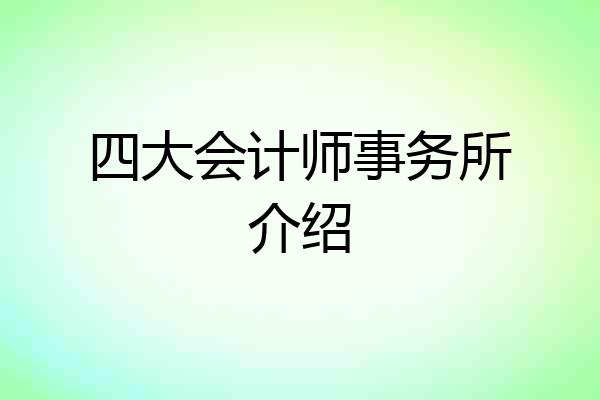 四大会计师事务所介绍