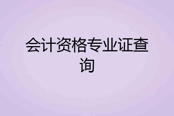 会计资格专业证查询