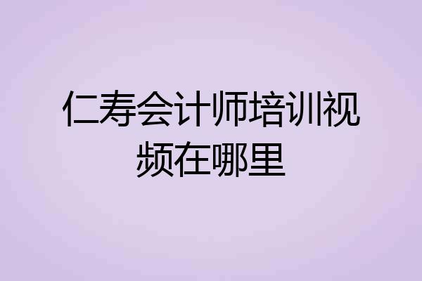 仁寿会计师培训视频在哪里