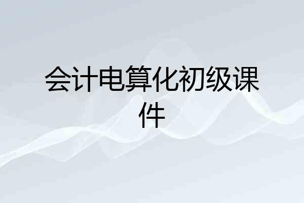 会计电算化初级课件