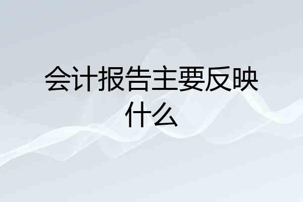 会计报告主要反映什么
