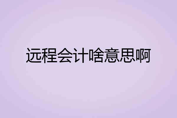 远程会计啥意思啊