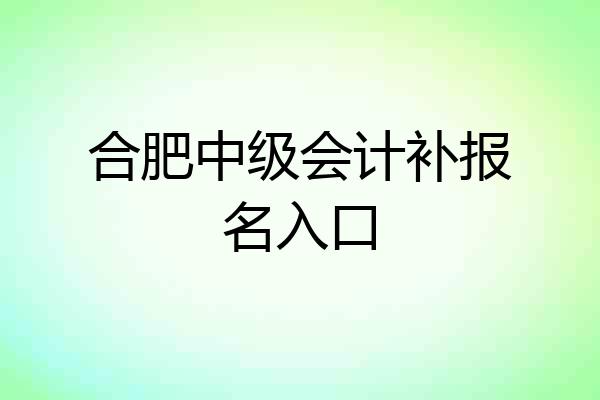 合肥中级会计补报名入口