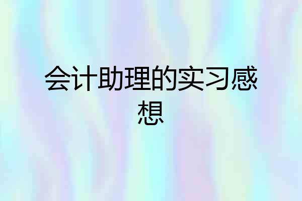 会计助理的实习感想