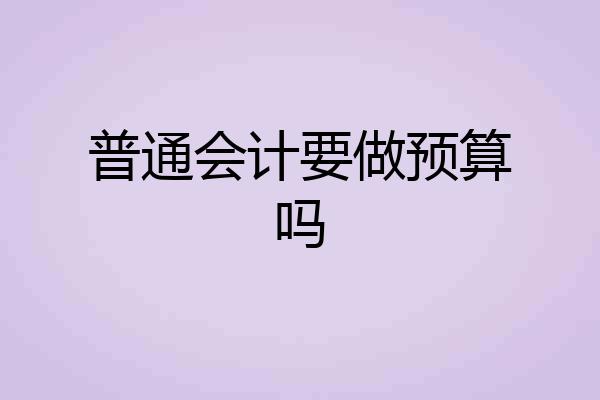 普通会计要做预算吗