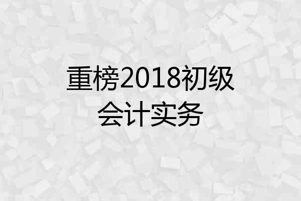 重榜2018初级会计实务