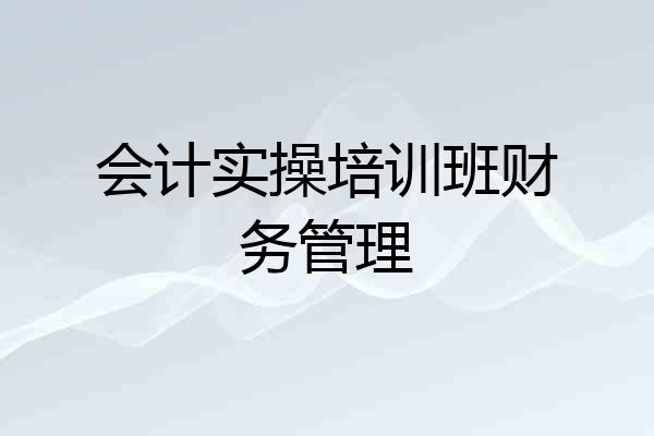 会计实操培训班财务管理