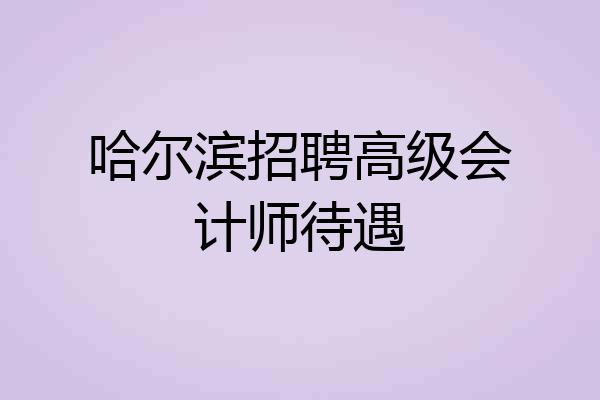 哈尔滨招聘高级会计师待遇