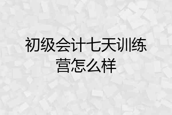 初级会计七天训练营怎么样