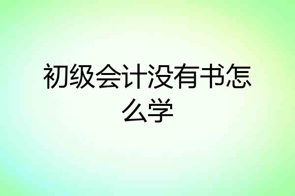 初级会计没有书怎么学