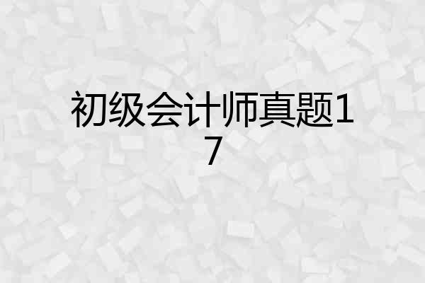 初级会计师真题17