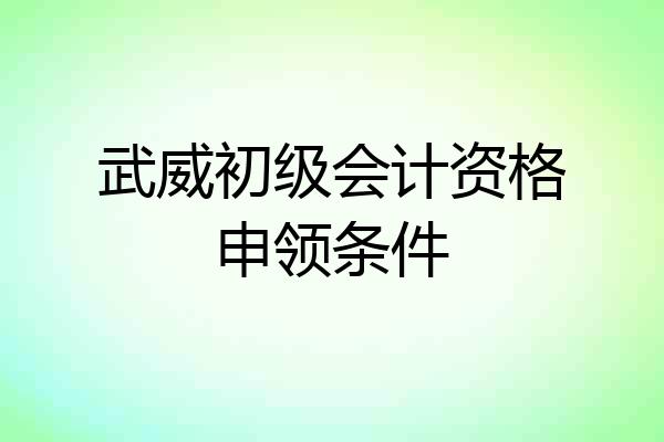 武威初级会计资格申领条件