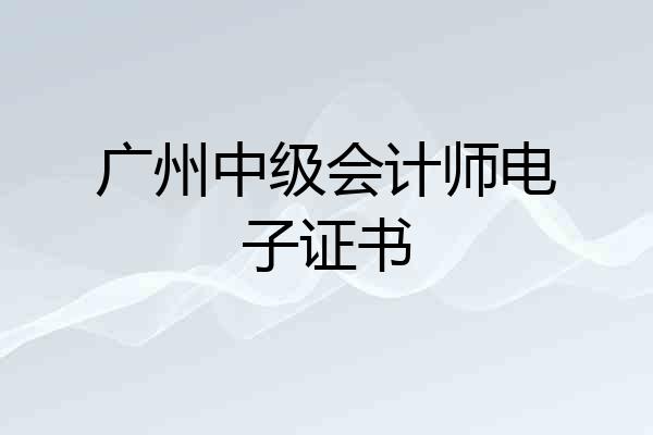 广州中级会计师电子证书