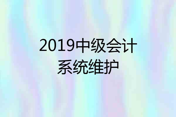 2019中级会计系统维护
