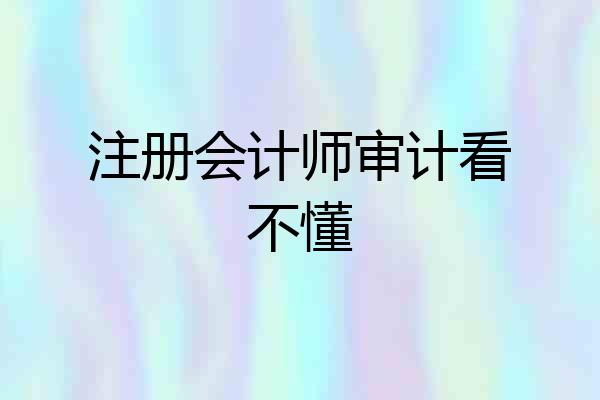 注册会计师审计看不懂