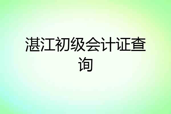 湛江初级会计证查询