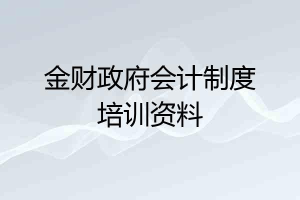 金财政府会计制度培训资料